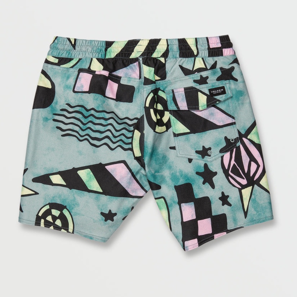 Volcom Stoneys Chlorine Killer Trunks in Temple Teal SZ S or L NEW - Picture 3 of 11